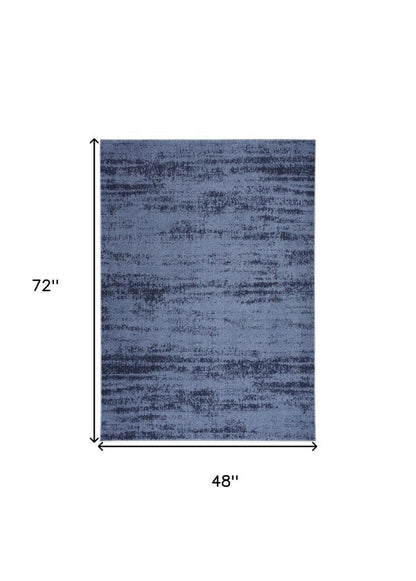 4' X 6' Denim Blue And Navy Blue Abstract Indoor Outdoor Area Rug HomeRoots