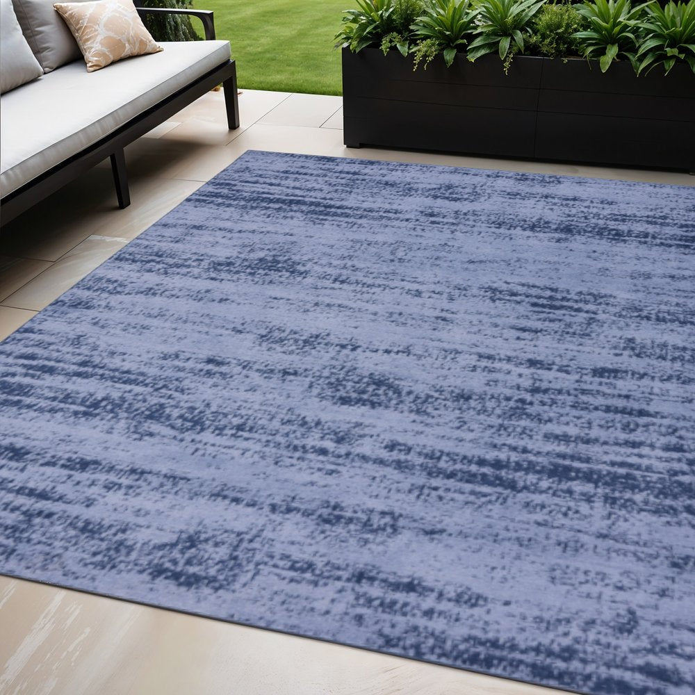5' X 7' Denim Blue And Navy Blue Abstract Indoor Outdoor Area Rug HomeRoots