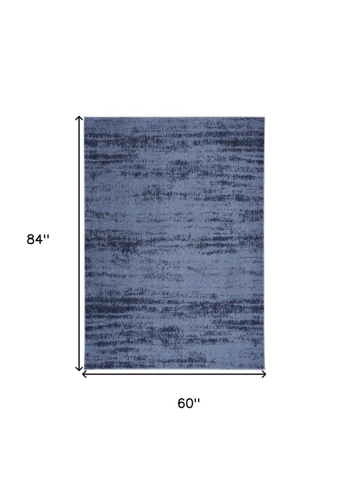 5' X 7' Denim Blue And Navy Blue Abstract Indoor Outdoor Area Rug HomeRoots