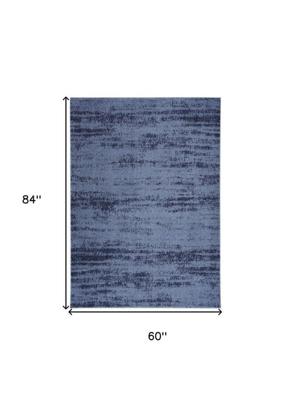 5' X 7' Denim Blue And Navy Blue Abstract Indoor Outdoor Area Rug HomeRoots
