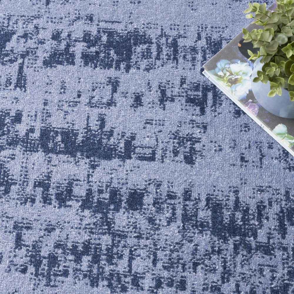 8' X 10' Denim Blue And Navy Blue Abstract Indoor Outdoor Area Rug