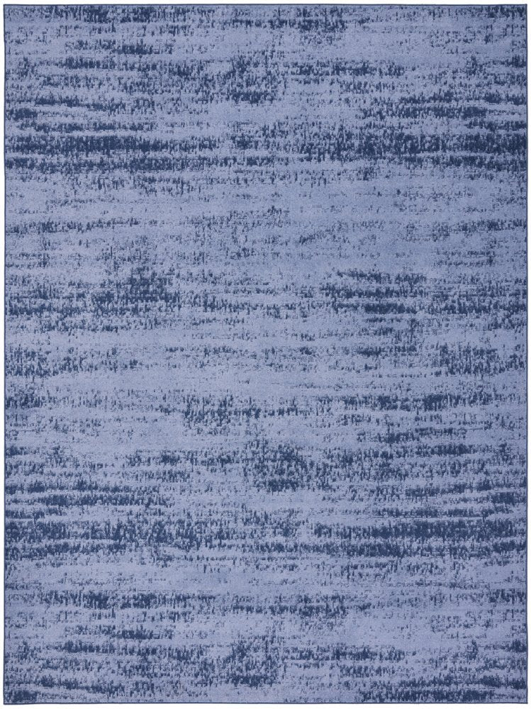 8' X 10' Denim Blue And Navy Blue Abstract Indoor Outdoor Area Rug