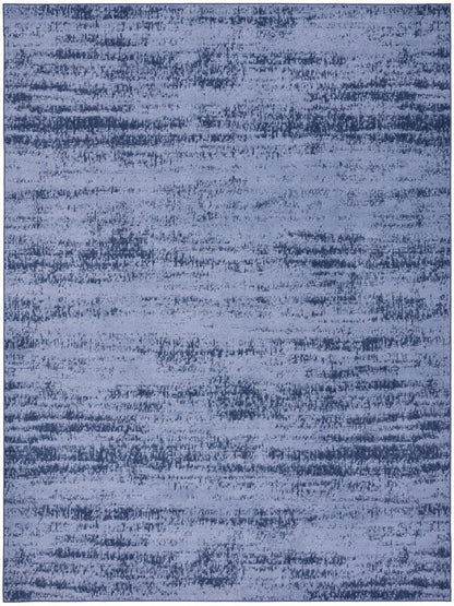 8' X 10' Denim Blue And Navy Blue Abstract Indoor Outdoor Area Rug