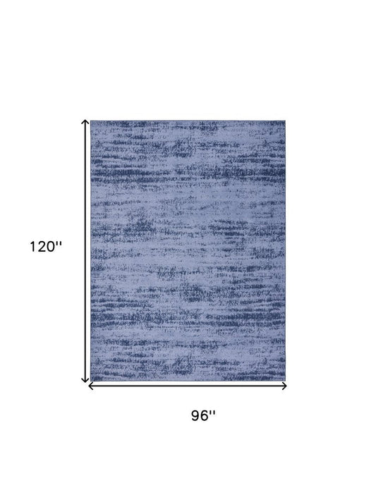 8' X 10' Denim Blue And Navy Blue Abstract Indoor Outdoor Area Rug