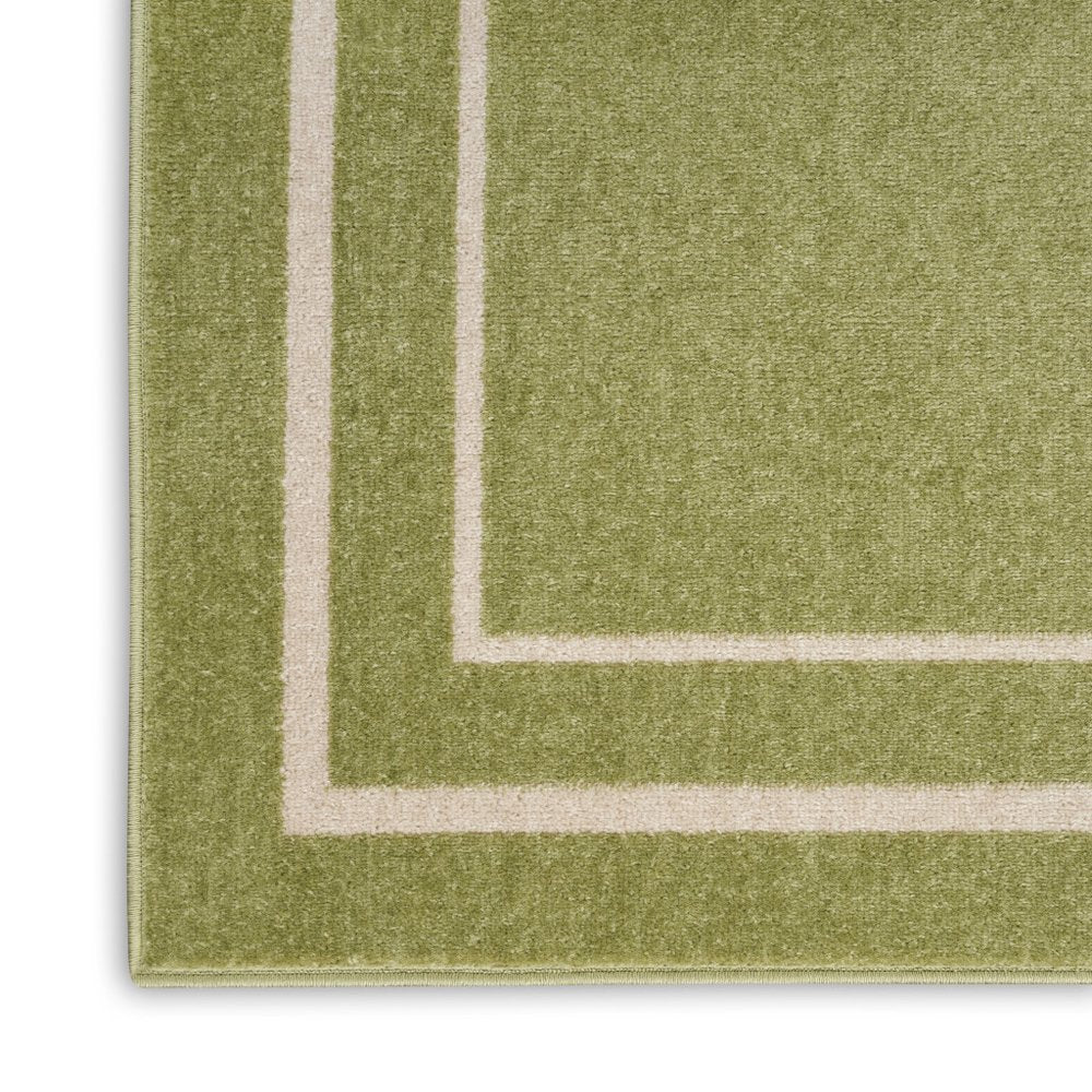 6' Green And Ivory Indoor Outdoor Runner Rug — view 6