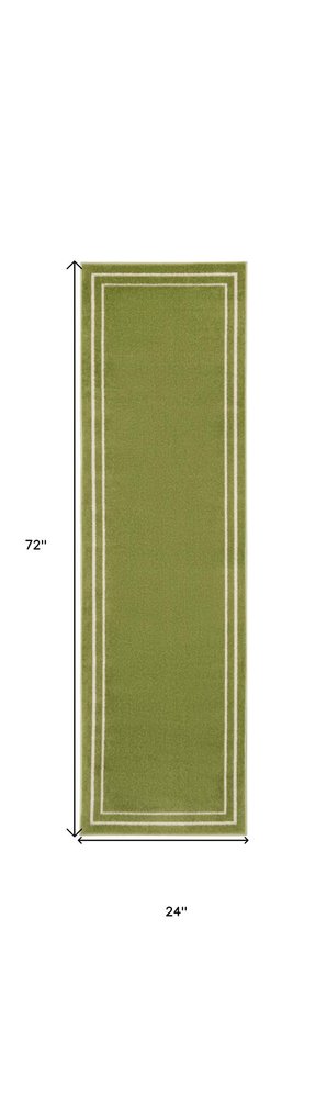 6' Green And Ivory Indoor Outdoor Runner Rug HomeRoots