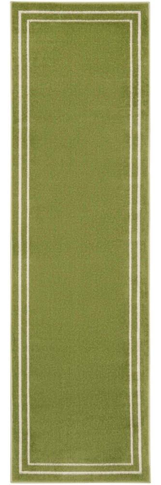 6' Green And Ivory Indoor Outdoor Runner Rug