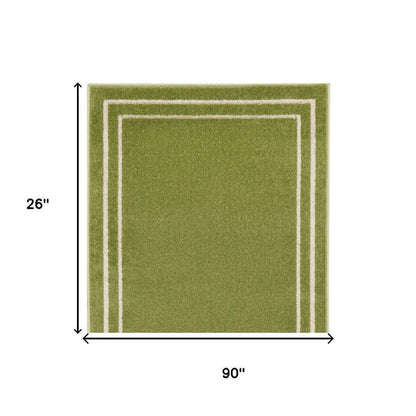 8' Green And Ivory Indoor Outdoor Runner Rug HomeRoots