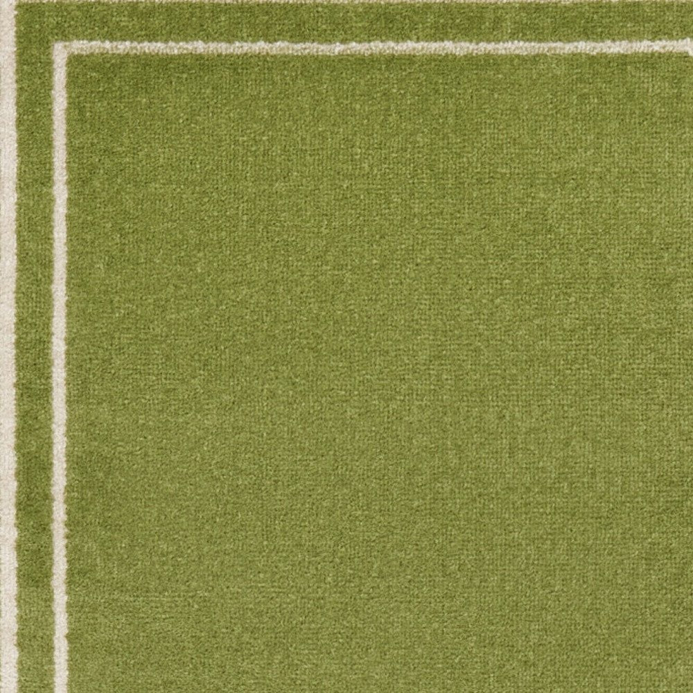 8' Green And Ivory Indoor Outdoor Runner Rug HomeRoots