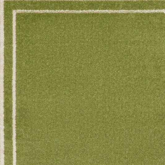 8' Green And Ivory Indoor Outdoor Runner Rug
