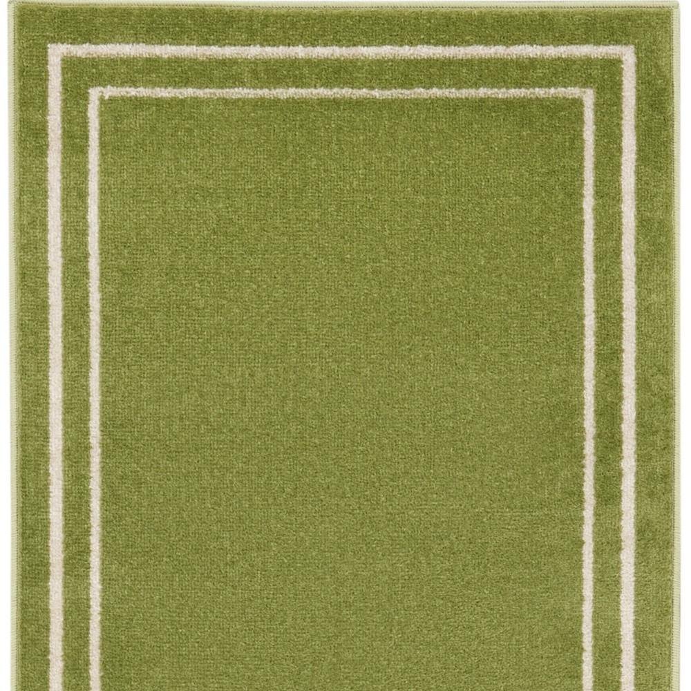 8' Green And Ivory Indoor Outdoor Runner Rug HomeRoots