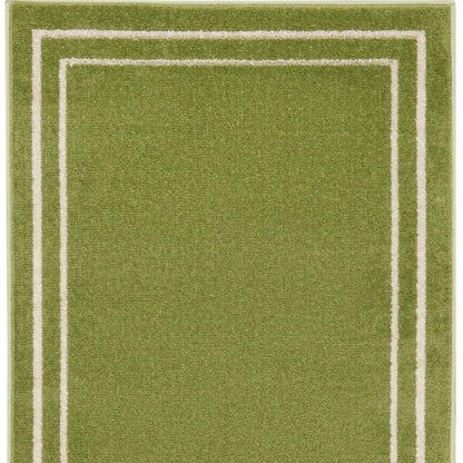 8' Green And Ivory Indoor Outdoor Runner Rug HomeRoots