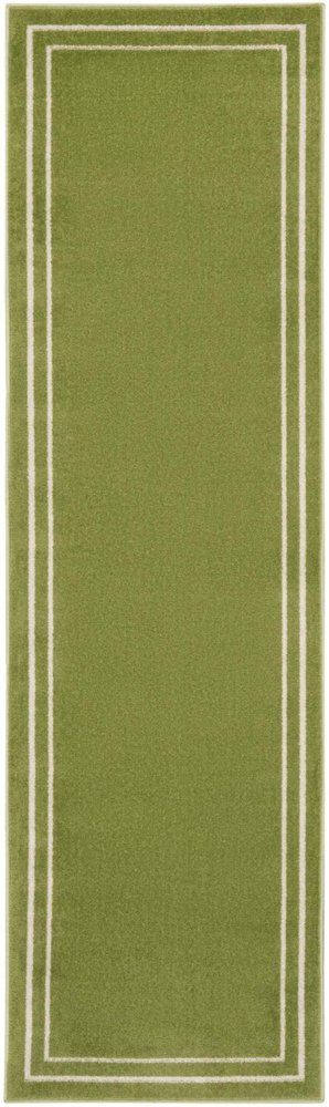 8' Green And Ivory Indoor Outdoor Runner Rug HomeRoots
