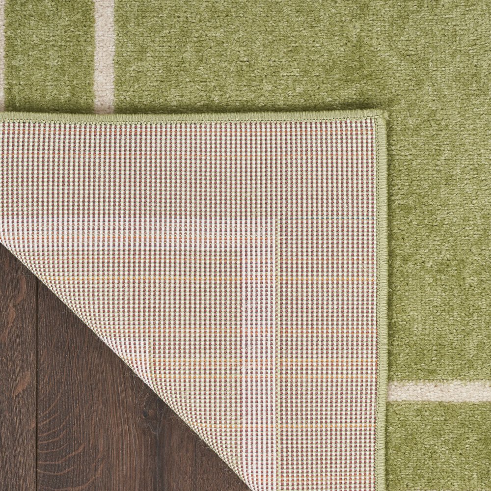 8' Green And Ivory Indoor Outdoor Runner Rug HomeRoots
