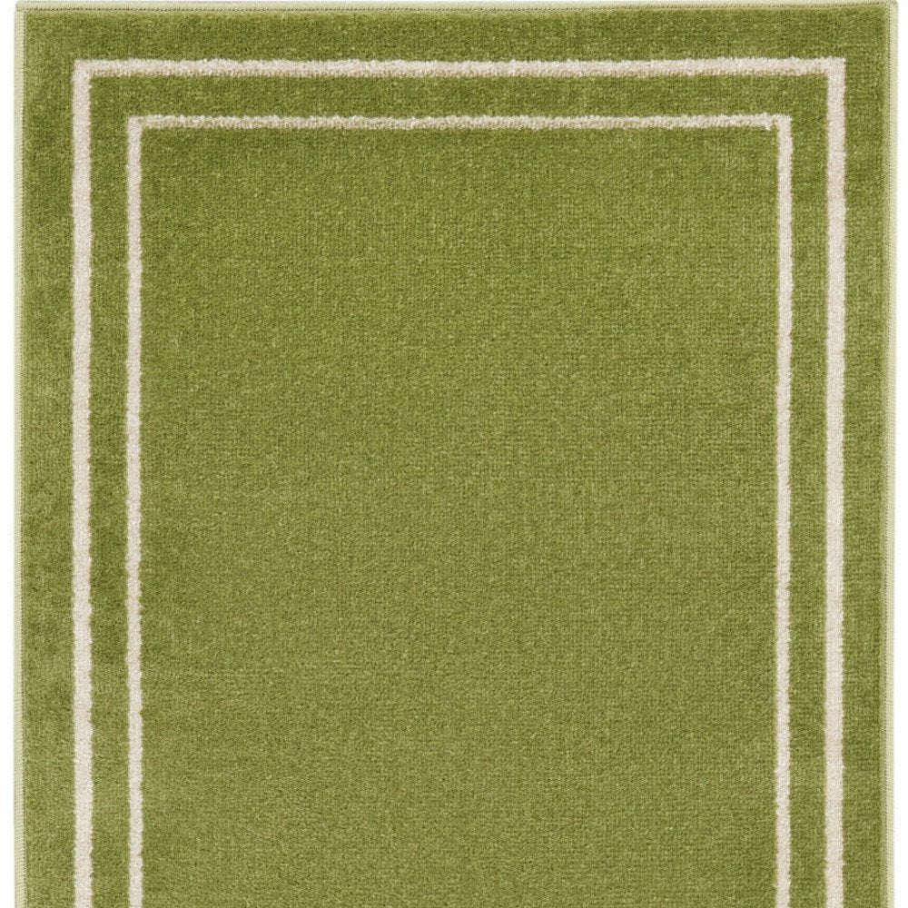 8' Green And Ivory Indoor Outdoor Runner Rug HomeRoots
