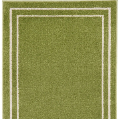 8' Green And Ivory Indoor Outdoor Runner Rug HomeRoots