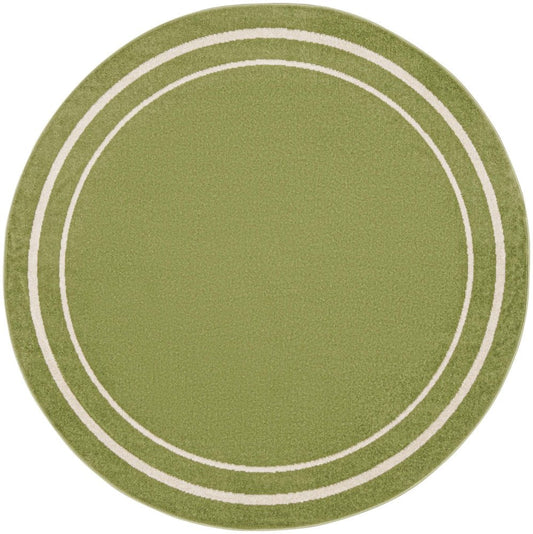 8' Green And Ivory Round Indoor Outdoor Area Rug