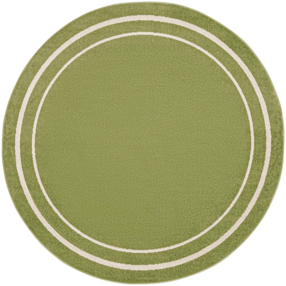 8' Green And Ivory Round Indoor Outdoor Area Rug HomeRoots