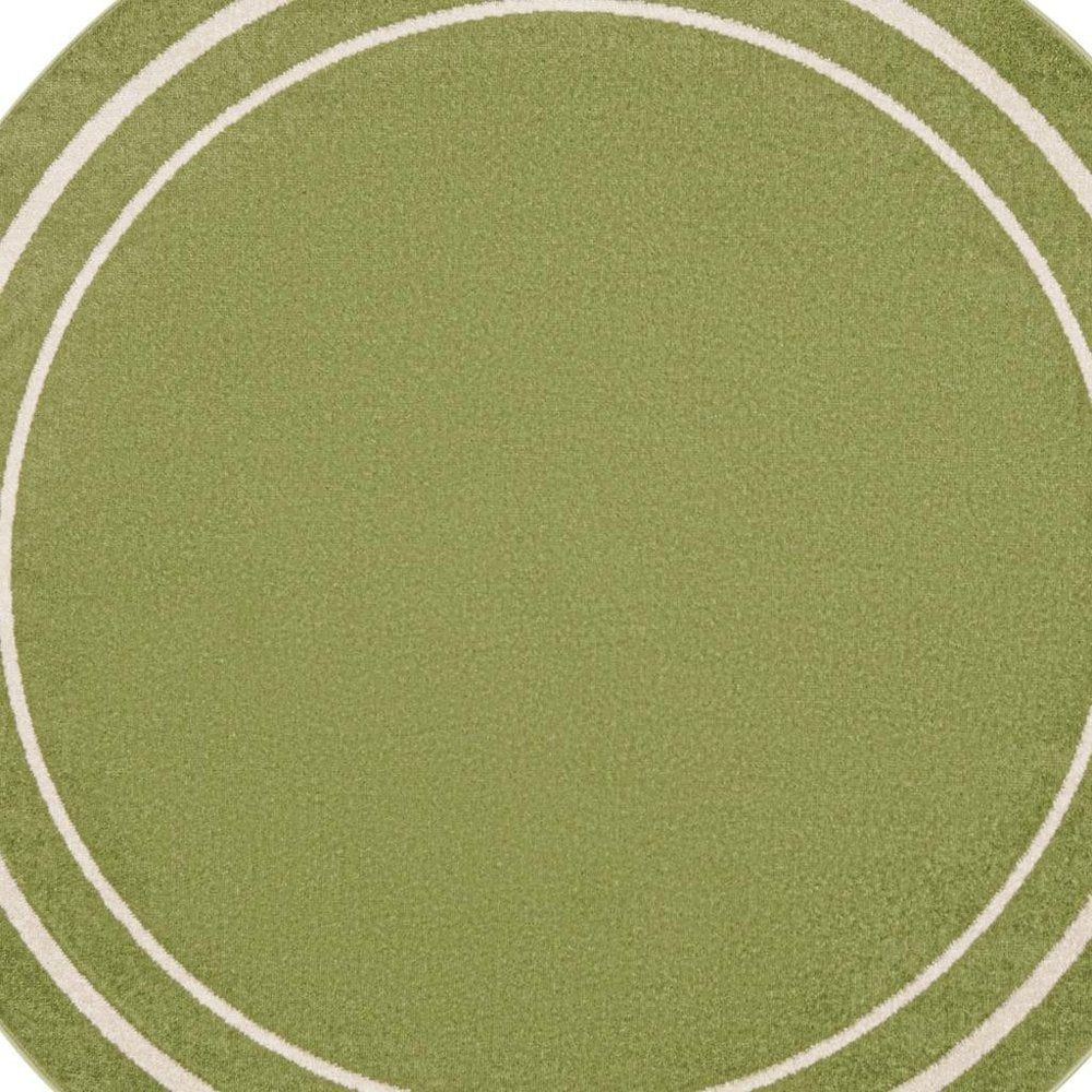 8' Green And Ivory Round Indoor Outdoor Area Rug — view 24