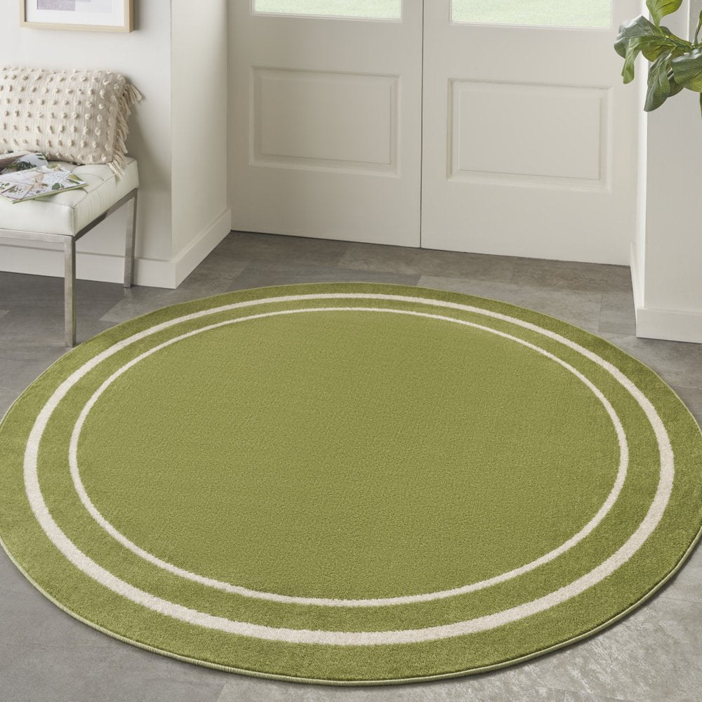 8' Green And Ivory Round Indoor Outdoor Area Rug — view 19