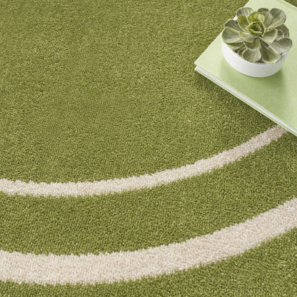 8' Green And Ivory Round Indoor Outdoor Area Rug HomeRoots