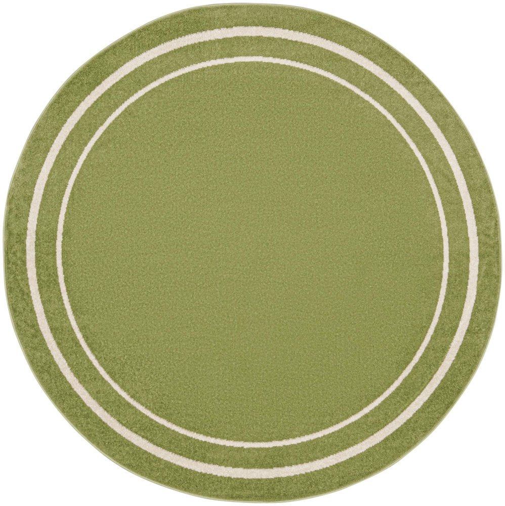 8' Green And Ivory Round Indoor Outdoor Area Rug HomeRoots