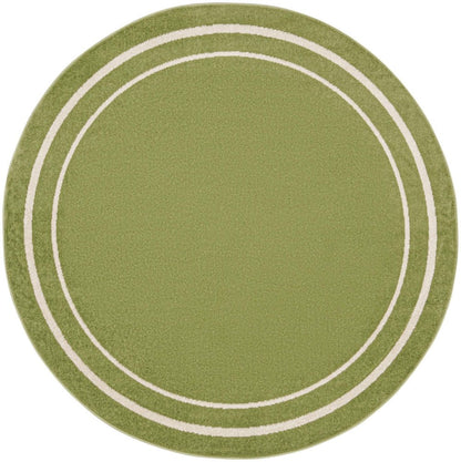 8' Green And Ivory Round Indoor Outdoor Area Rug HomeRoots