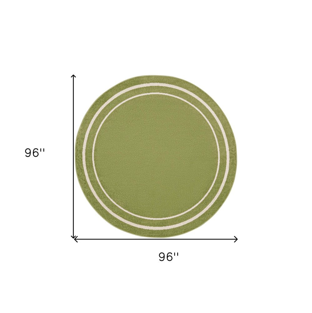8' Green And Ivory Round Indoor Outdoor Area Rug HomeRoots