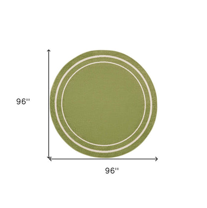 8' Green And Ivory Round Indoor Outdoor Area Rug HomeRoots