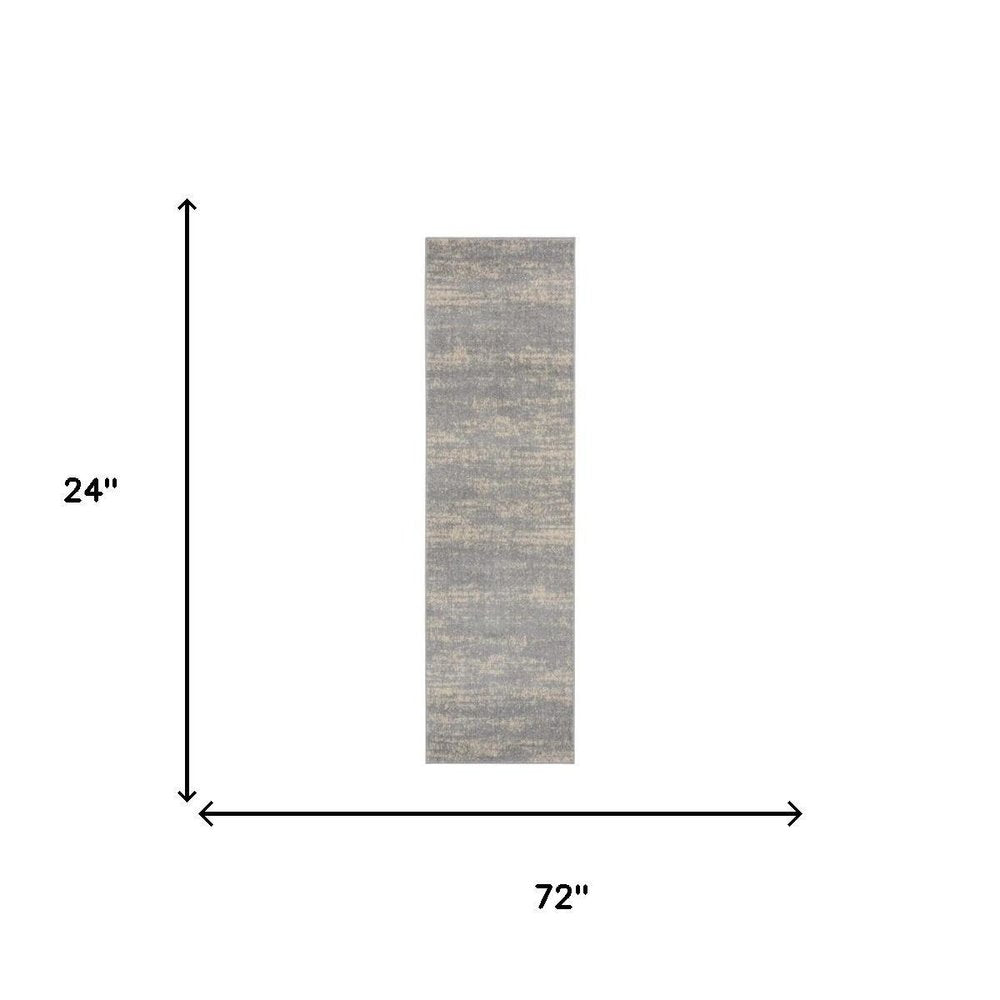 6' Gray And Beige Abstract Indoor Outdoor Runner Rug
