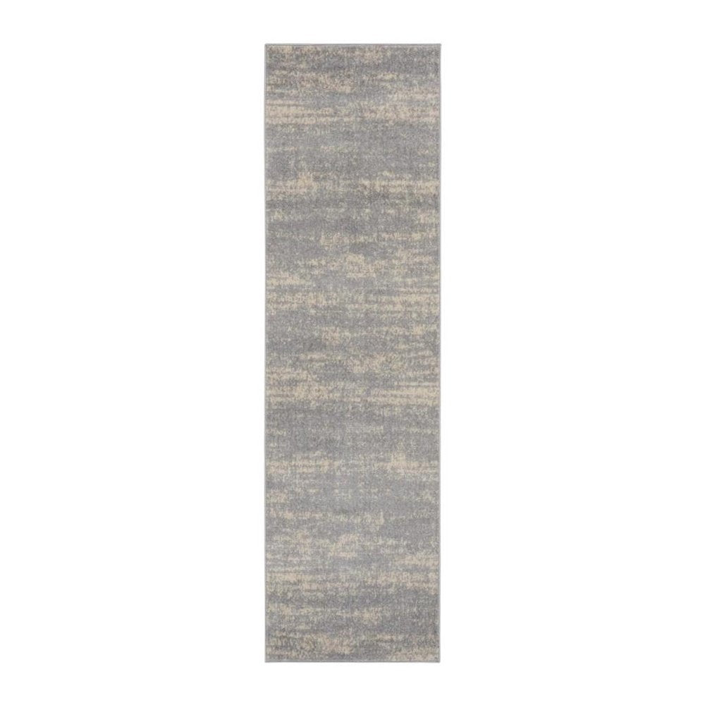 6' Gray And Beige Abstract Indoor Outdoor Runner Rug — view 12