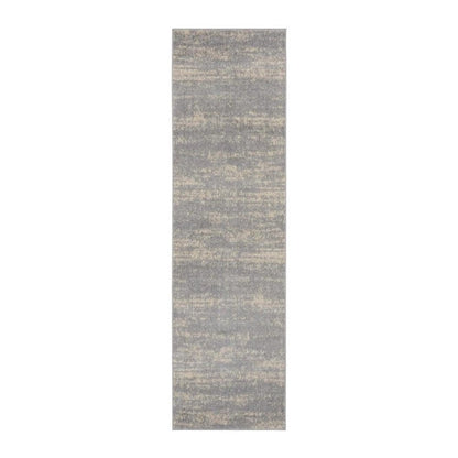 6' Gray And Beige Abstract Indoor Outdoor Runner Rug