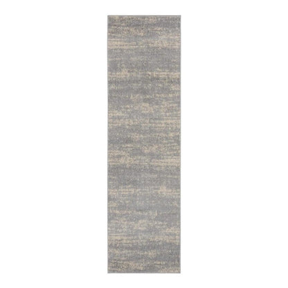 8' Gray And Beige Abstract Indoor Outdoor Runner Rug