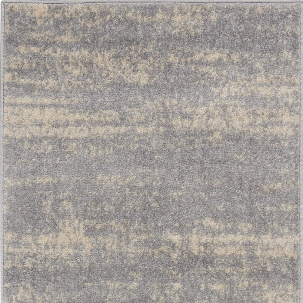 8' Gray And Beige Abstract Indoor Outdoor Runner Rug — view 2
