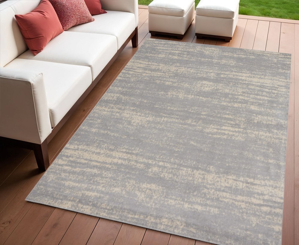 4' X 6' Gray And Beige Abstract Indoor Outdoor Area Rug — view 4