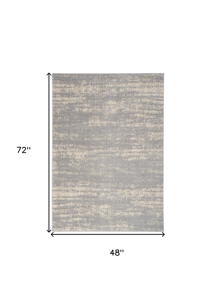 4' X 6' Gray And Beige Abstract Indoor Outdoor Area Rug — view 1