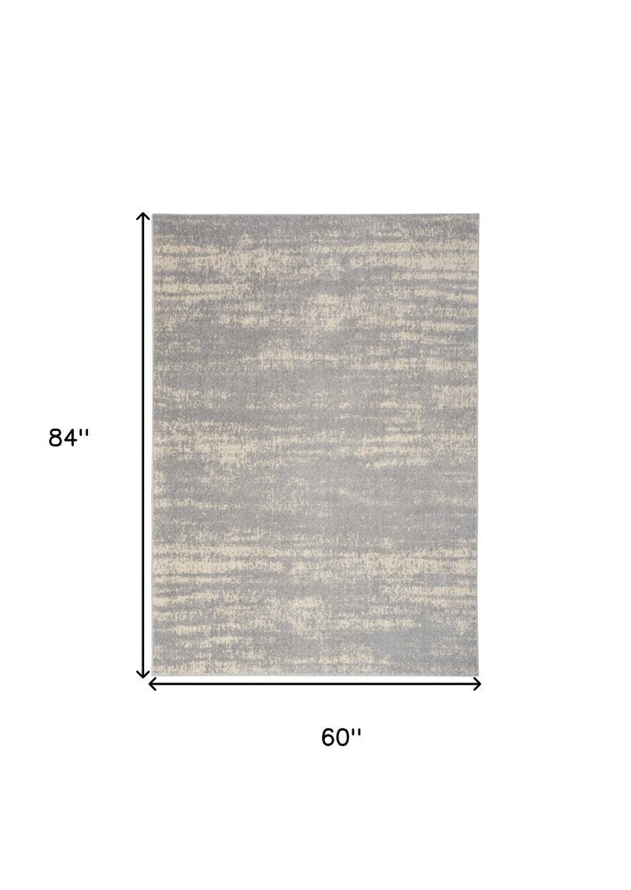 5' X 7' Gray And Beige Abstract Indoor Outdoor Area Rug — view 1