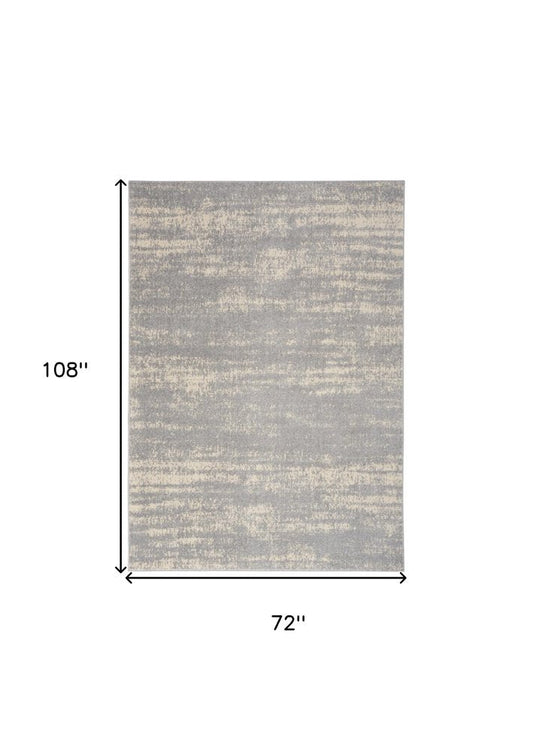 6' X 9' Gray And Beige Abstract Indoor Outdoor Area Rug