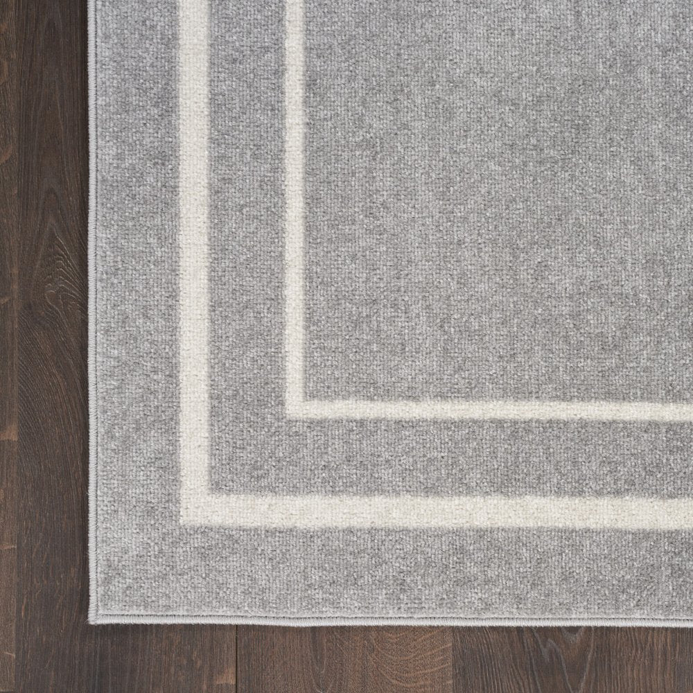 6' Gray And Ivory Indoor Outdoor Runner Rug