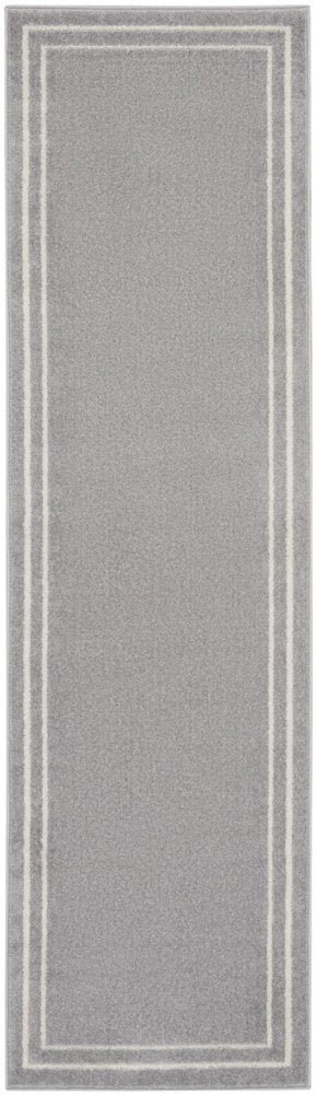 6' Gray And Ivory Indoor Outdoor Runner Rug — view 9