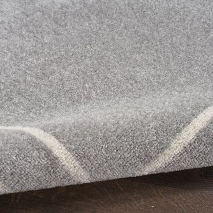 6' Gray And Ivory Indoor Outdoor Runner Rug