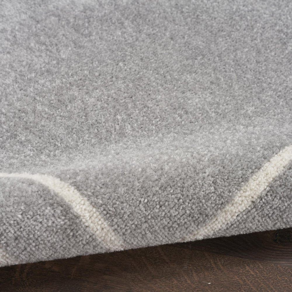 6' Gray And Ivory Indoor Outdoor Runner Rug — view 4