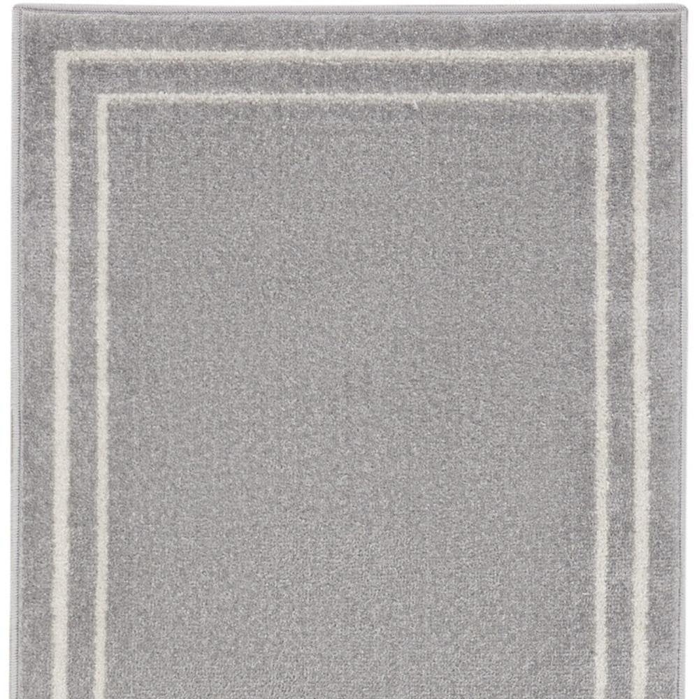 6' Gray And Ivory Indoor Outdoor Runner Rug