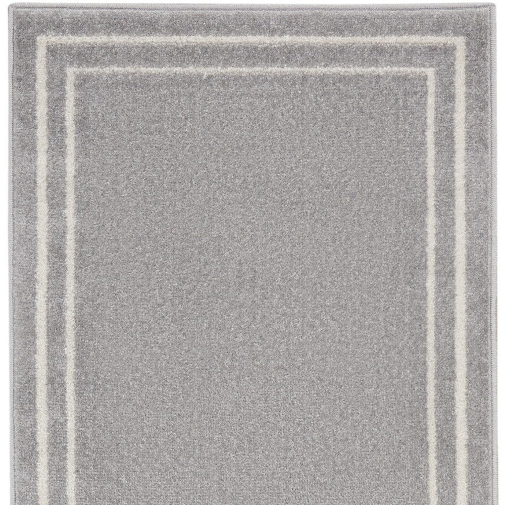 6' Gray And Ivory Indoor Outdoor Runner Rug