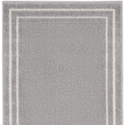 6' Gray And Ivory Indoor Outdoor Runner Rug
