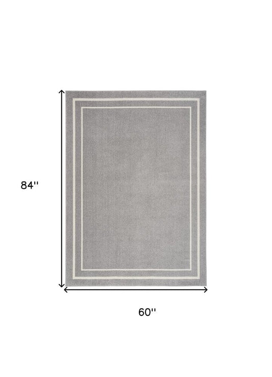 5' X 7' Gray And Ivory Indoor Outdoor Area Rug