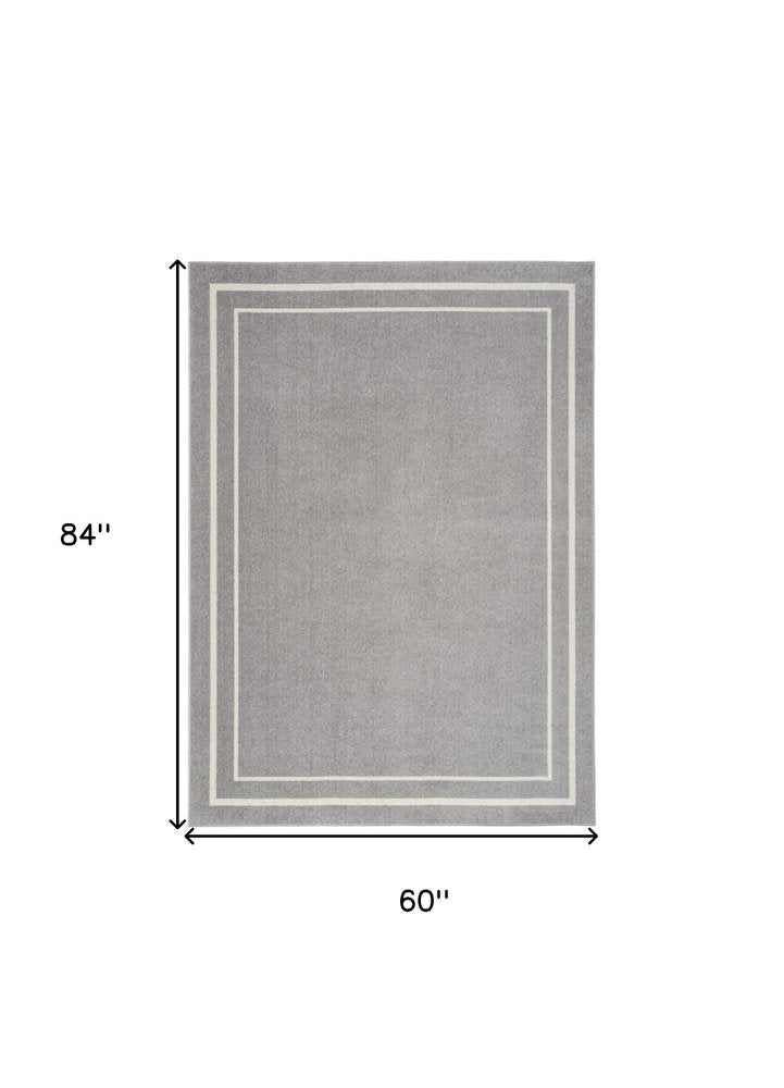 5' X 7' Gray And Ivory Indoor Outdoor Area Rug — view 1