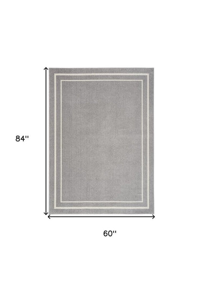 5' X 7' Gray And Ivory Indoor Outdoor Area Rug HomeRoots