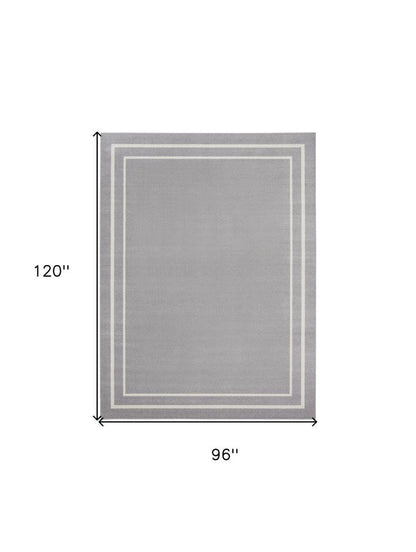 8' X 10' Gray And Ivory Indoor Outdoor Area Rug