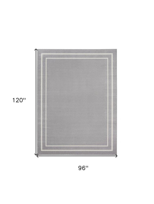 8' X 10' Gray And Ivory Indoor Outdoor Area Rug